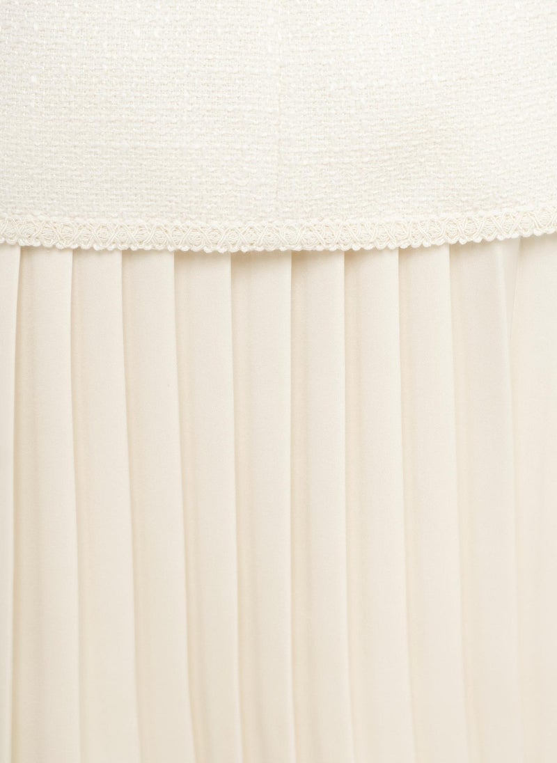 Tweed dress with pleated skirt