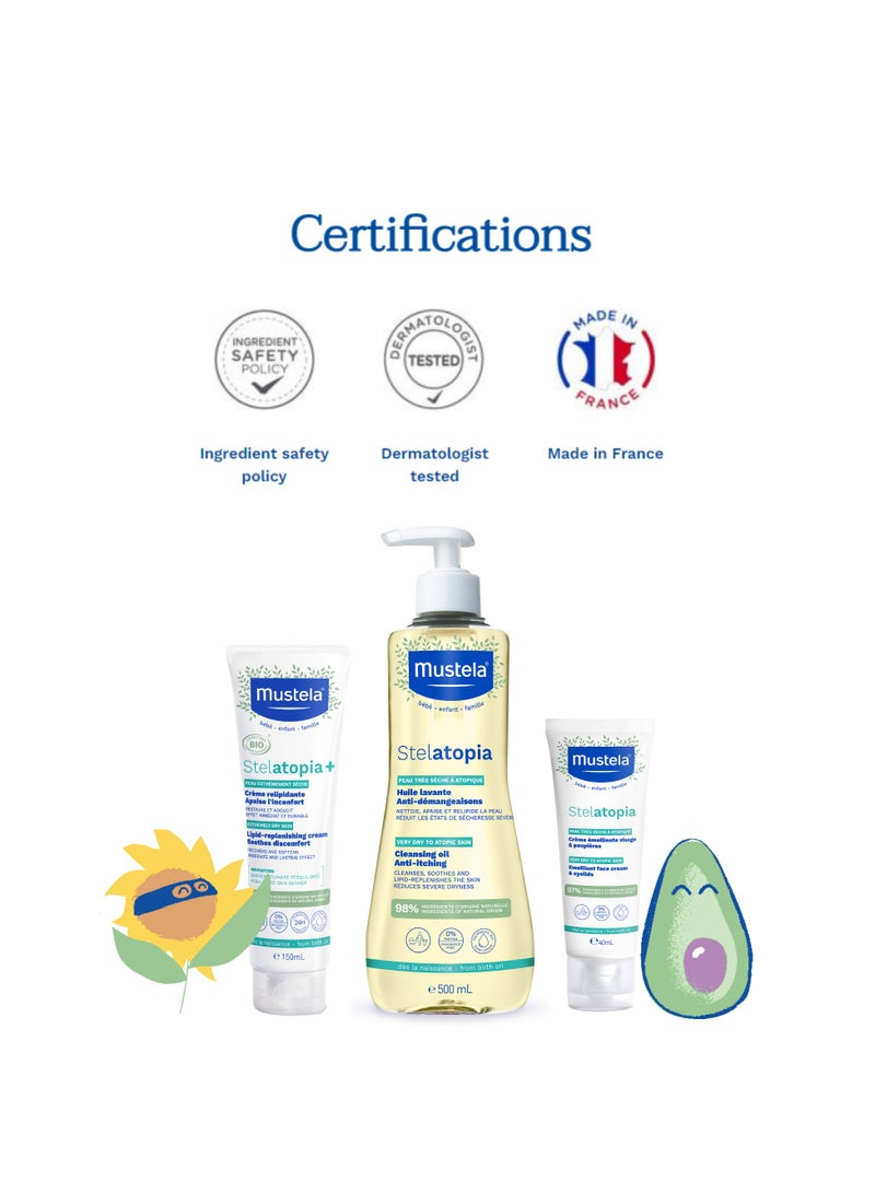 Stelatopia Emollient Face Cream 40 ML, Stelatopia+ Lipid-Replenishing Cream 150 ML, Stelatopia Cleansing Oil 500 ML