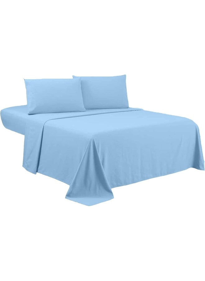 KRISHNA Premium 4 Piece Egyptian Cotton Queen Sheet Set, Soft, Breathable & Comfy Fully Elasticized Fitted 15