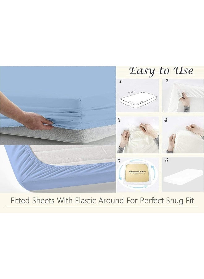 KRISHNA Premium 4 Piece Egyptian Cotton Queen Sheet Set, Soft, Breathable & Comfy Fully Elasticized Fitted 15