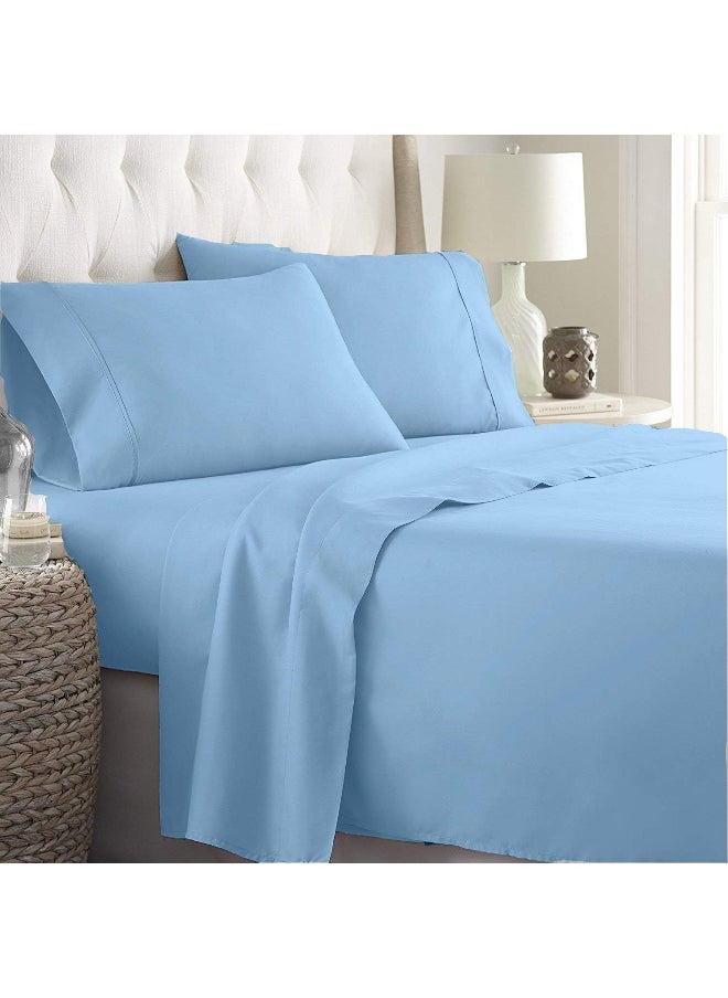 KRISHNA Premium 4 Piece Egyptian Cotton Queen Sheet Set, Soft, Breathable & Comfy Fully Elasticized Fitted 15