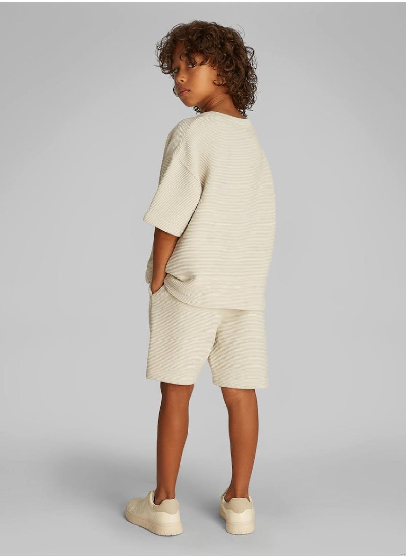 Boys' T-shirt And Shorts Set - Cotton Blend, Grey