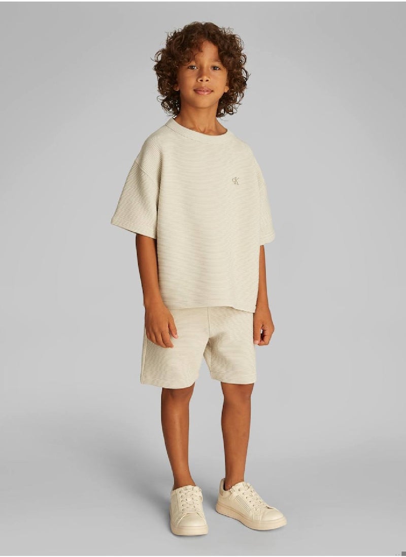 Boys' T-shirt And Shorts Set - Cotton Blend, Grey