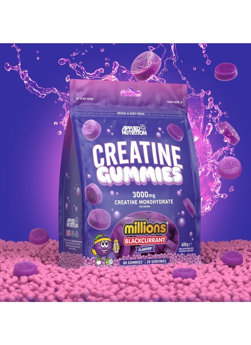 Creatine Gummies Millions Blackcurant 80 Gummies, 3000mg Creatine Monohydrate Per Serving