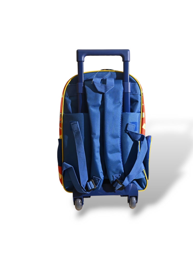 Paw Patrol Big Trucks Rolling Backpack, Kids School Trolley Bag with Wheels, Red and Blue