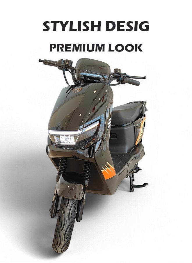 Electric Scooter with 1500W Motor, 60V 20Ah Battery, 60km/h Max Speed, 50km Range, Carbon Alloy Frame, Remote Lock, Under-Seat Storage, 14-Inch Tires, Disc Brakes, 3-Speed Modes