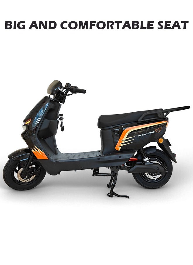 Electric Scooter with 1500W Motor, 60V 20Ah Battery, 60km/h Max Speed, 50km Range, Carbon Alloy Frame, Remote Lock, Under-Seat Storage, 14-Inch Tires, Disc Brakes, 3-Speed Modes