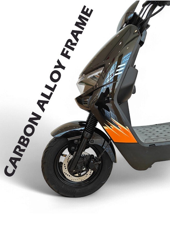 Electric Scooter with 1500W Motor, 60V 20Ah Battery, 60km/h Max Speed, 50km Range, Carbon Alloy Frame, Remote Lock, Under-Seat Storage, 14-Inch Tires, Disc Brakes, 3-Speed Modes