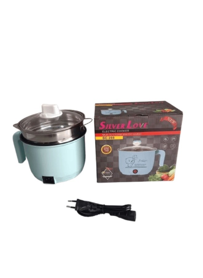 Mini Electric Rice Cooker Single Layer Available Multi-function Hot Pot Electric Rice Cooker 1.8L (Color: Blue)