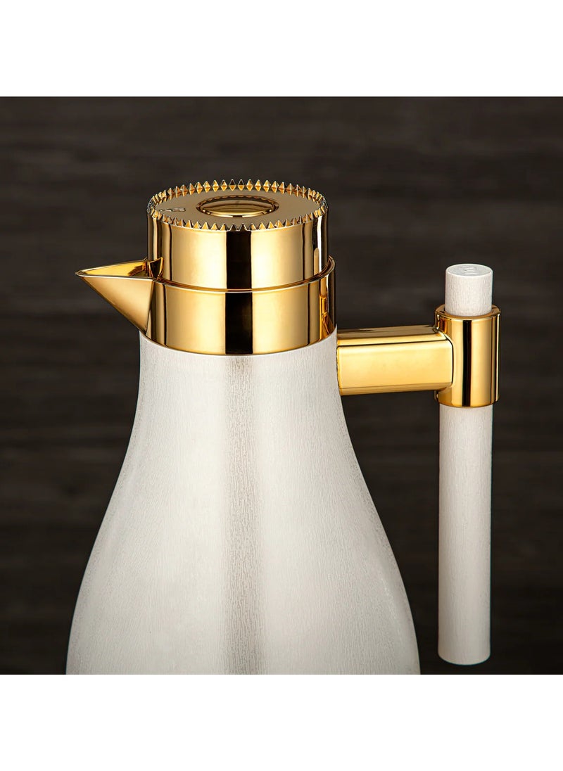 Vacuum Flask Set ABS Push Button 1L + 1L Ivory & Gold Elegant Serving
