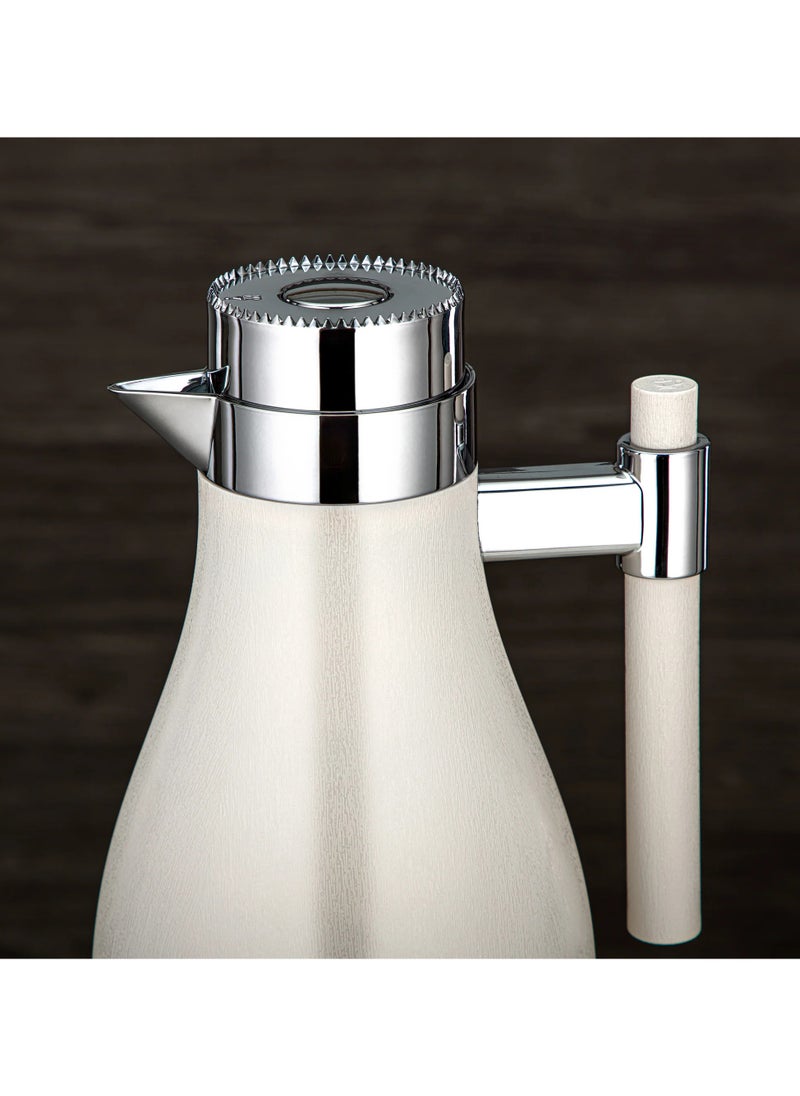 Vacuum Flask Set ABS Push Button 1L + 1L Ivory & Silver Elegant Serving