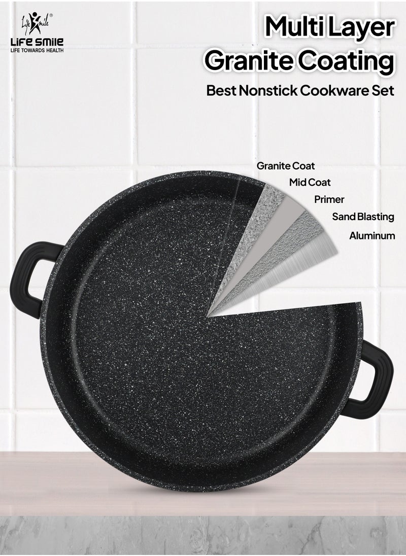 Detachable Granite Coating Cookware Set-51 Pcs, Non-Stick Induction Base Pots ,Pans And Cutlery set include Frying pan with lid,Saucepan with lid,Wok Pan,Stockpot,Steamer pot,Cutlery set with Holder,Oven Cake pans,Spatula,Oven gloves,Placemat