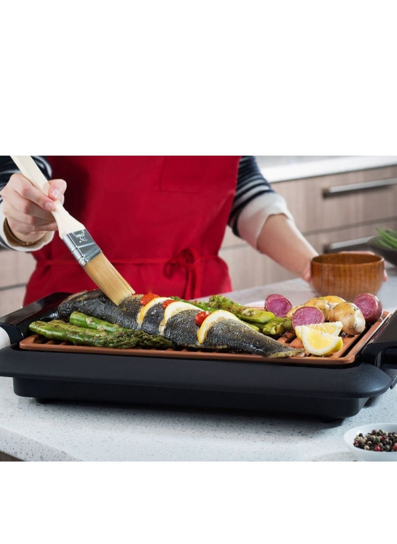 Indoor Smokeless Grill Electric Grill Ultra Nonstick Electric Grill Dishwasher Safe Surface, Temp Control, Metal Utensil Safe, Barbeque Indoors with No Smoke!