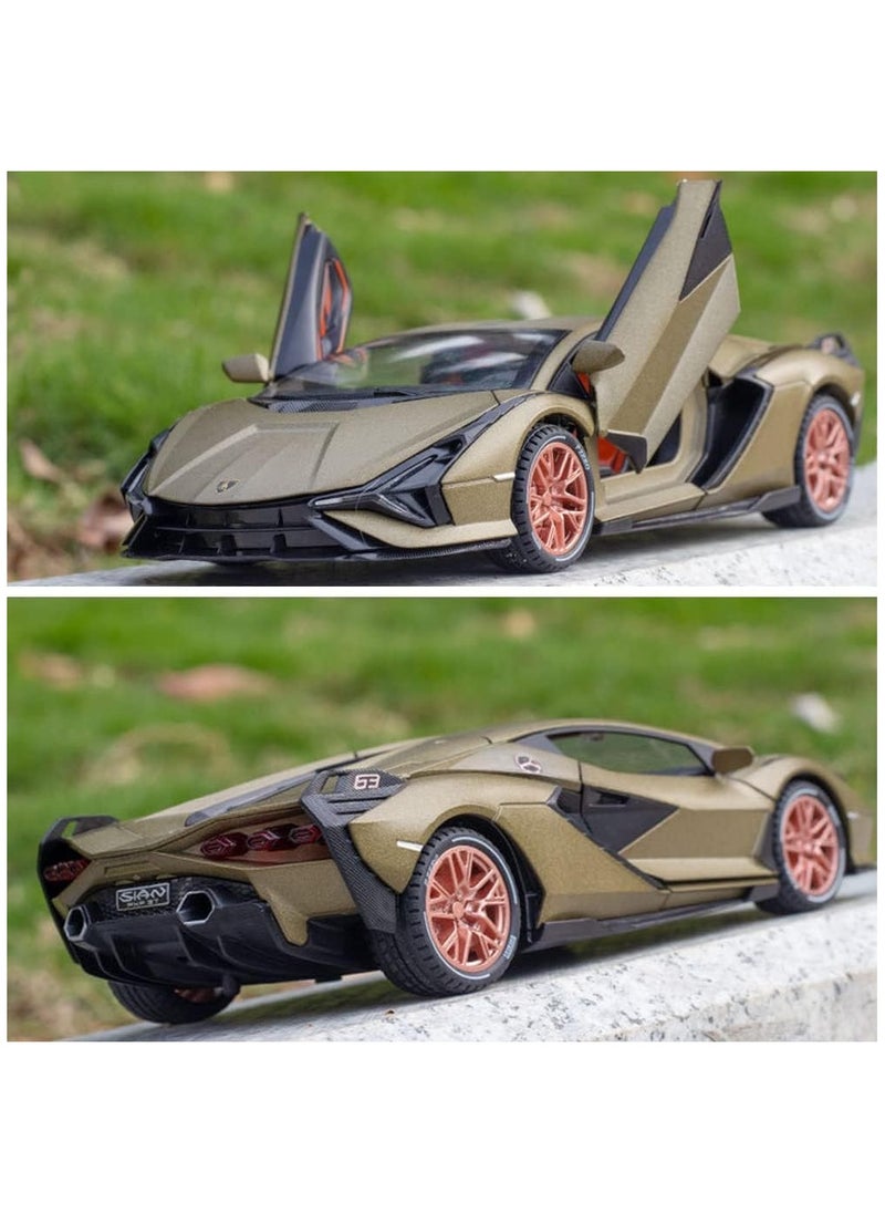 1:24 Lamborghini Sian Diecast Model Car – Pull Back Toy with Lights & Sound, Opening Doors – Kids & Collectors Gift