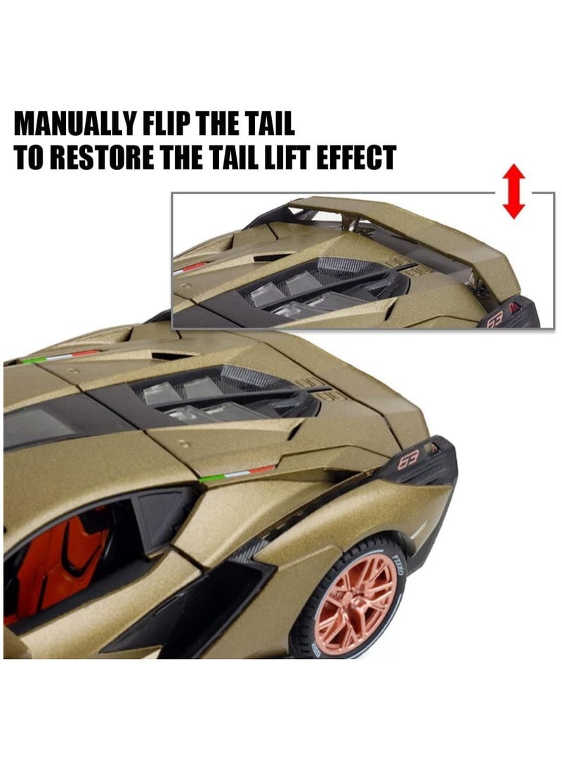 1:24 Lamborghini Sian Diecast Model Car – Pull Back Toy with Lights & Sound, Opening Doors – Kids & Collectors Gift