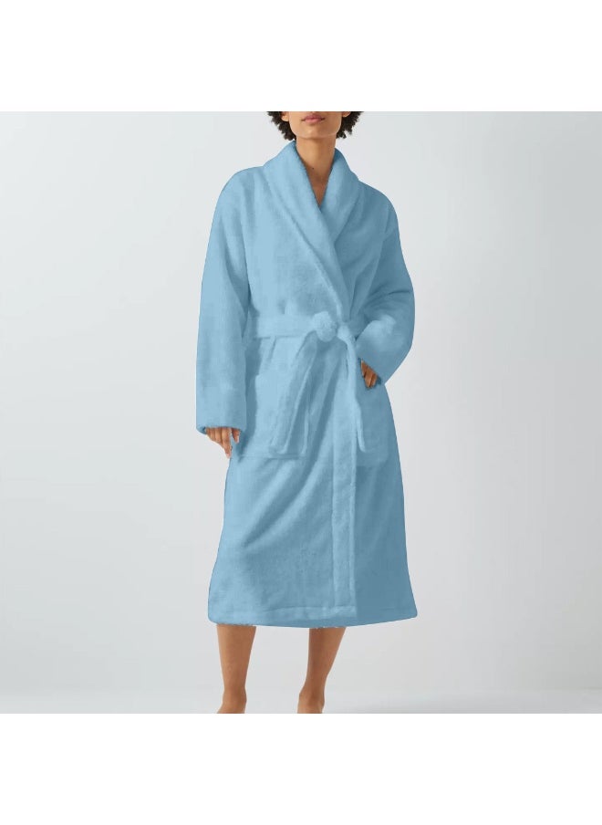 Terry Bathrobe With Pockets Skyblue Xxl Hotel Luxury Loungewear Cotton Soft And Absorbent Comfortable After Shower Bathrobe Fade Resistant For Men And Women One Size Fits All 45X30X65Cm
