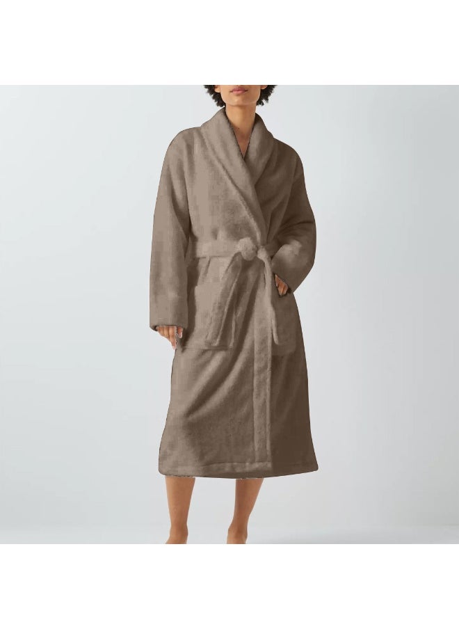 Terry Bathrobe With Pockets Taupe Xxl Hotel Luxury Loungewear Cotton Soft And Absorbent Comfortable After Shower Bathrobe Fade Resistant Men And Women One Size Fits All 45X30X65Cm