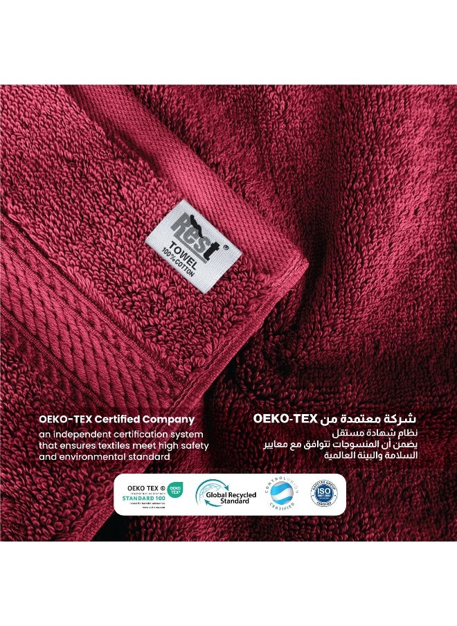 Bath Towel Set Of 6 Burgundy Cotton Towel 70X140Cm , 47X55 Inch Luxury Hotel Towel Set Absorbent Durable Lightweight Washable Quick Dry Spa Quality Beach Family Bath Towel.