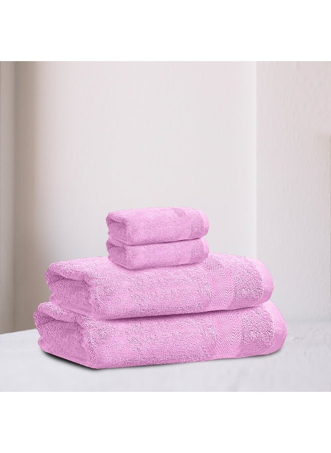 Towel Set 4Pc Light Purple Luxury Hotel Bedroom Super Soft Absorbent Durable Washable Quick Dry Cotton Family Bath Towels - 1 Bath Towel 70X140Cm 1 Hand Towel 50X100Cm 2 Face Towel 30X30Cm