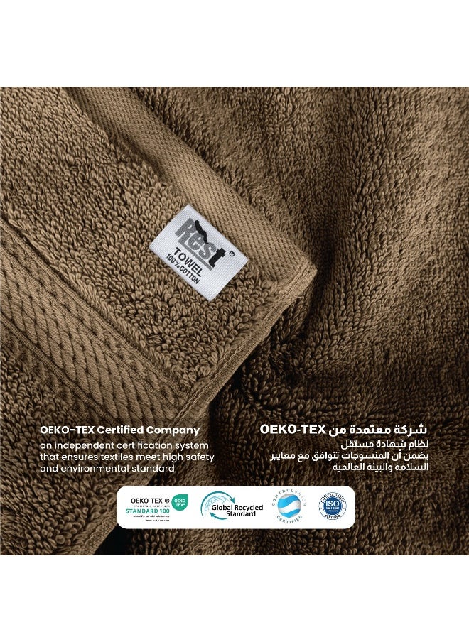 Towel Set 8 Peice Brown Luxury Hotel Bedroom Super Soft Absorbent Durable Washable Quick Dry Cotton Family Bath Towels - 2 Bath Towel 70X140Cm 2 Hand Towel 50X100Cm & 4 Face Towel 30X30Cm