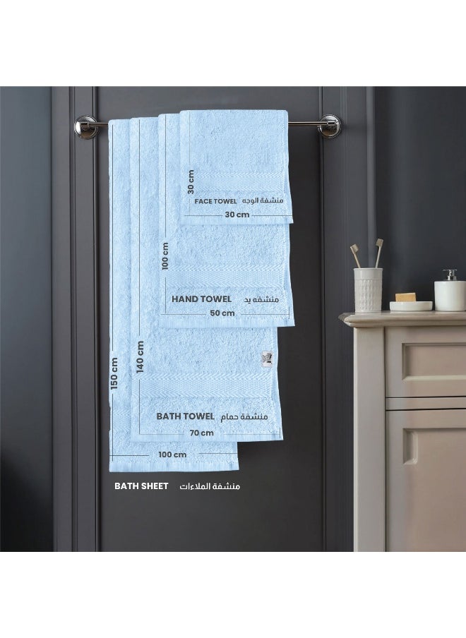 Hand Towel Set Of 4 Sky Blue Cotton Hand Towel 50X100Cm , 20X39 Inch Soft Lightweight Quick Drying Salon Towel For Styling Spa Household Bedroom Gym With Maximum Absorbency