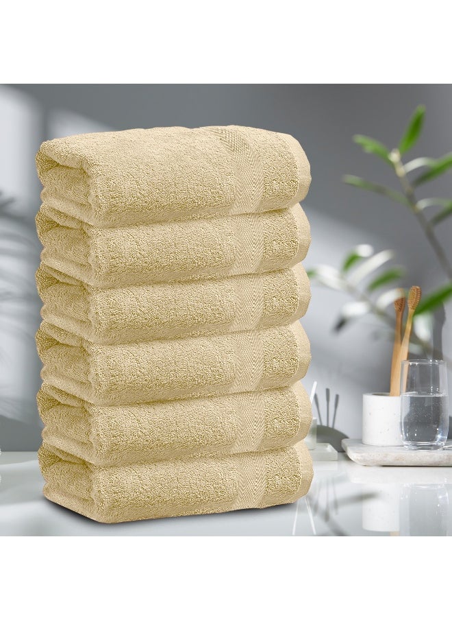 Bath Towel Set Of 6 Ivory Cotton Towel 70X140Cm , 47X55 Inch Luxury Hotel Towel Set Absorbent Durable Lightweight Washable Quick Dry Spa Quality Beach Family Bath Towel.