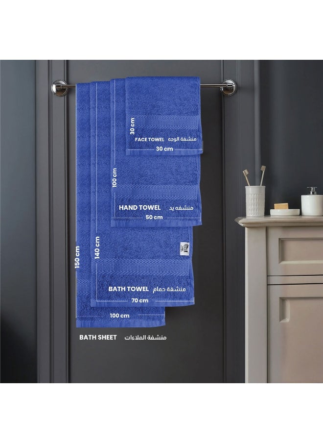 Towel Set 4 Peice Blue Luxury Hotel Bedroom Super Soft Absorbent Durable Washable Quick Dry Cotton Family Bath Towels - 1 Bath Towel 70X140Cm 1 Hand Towel 50X100Cm & 2 Face Towel 30X30Cm
