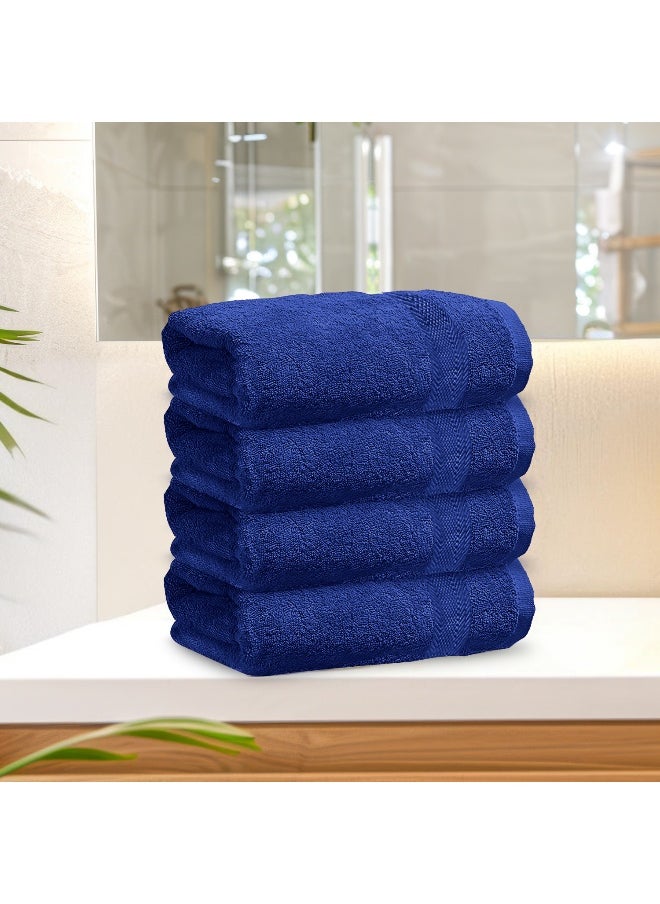 Hand Towel Set Of 4 Blue Cotton Hand Towel 50X100Cm , 20X39 Inch Soft Lightweight Quick Drying Salon Towel For Styling Spa Household Bedroom Gym With Maximum Absorbency