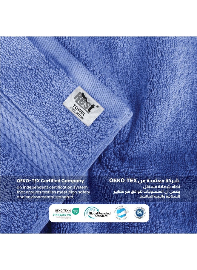 Hand Towel Set Of 4 Blue Cotton Hand Towel 50X100Cm , 20X39 Inch Soft Lightweight Quick Drying Salon Towel For Styling Spa Household Bedroom Gym With Maximum Absorbency