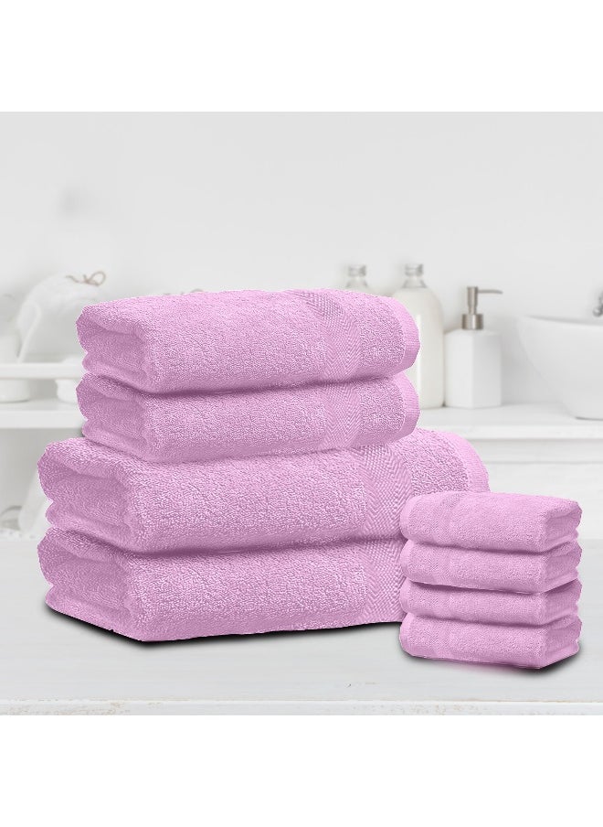 Towel Set 8Pc Light Purple Luxury Hotel Bedroom Super Soft Absorbent Durable Washable Quick Dry Cotton Family Bath Towels - 2 Bath Towel 70X140Cm 2 Hand Towel 50X100Cm 4 Face Towel 30X30Cm