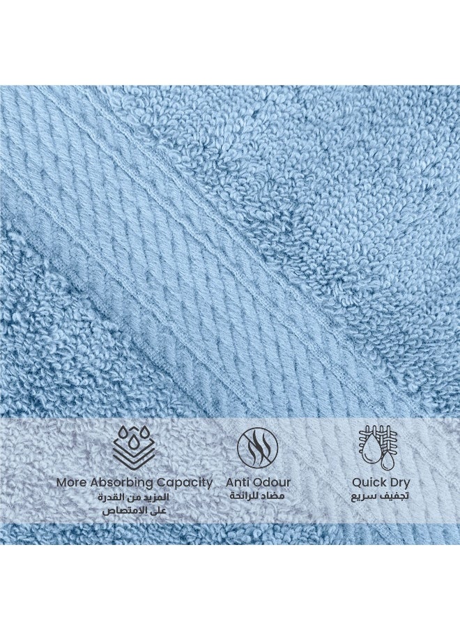 Towel Set 8Pc Sky Blue Luxury Hotel Bedroom Super Soft Absorbent Durable Washable Quick Dry Cotton Family Bath Towels - 2 Bath Towel 70X140Cm 2 Hand Towel 50X100Cm & 4 Face Towel 30X30Cm