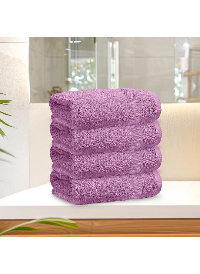 Hand Towel Set Of 4 Lavender Cotton Hand Towel 50X100Cm , 20X39 Inch Soft Lightweight Quick Drying Salon Towel For Styling Spa Household Bedroom Gym With Maximum Absorbency