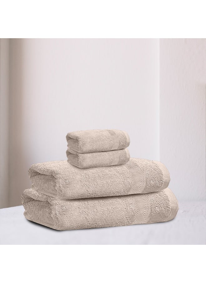 Towel Set 4Pc Light Brown Luxury Hotel Bedroom Super Soft Absorbent Durable Washable Quick Dry Cotton Family Bath Towels - 1 Bath Towel 70X140Cm 1 Hand Towel 50X100Cm 2 Face Towel 30X30Cm