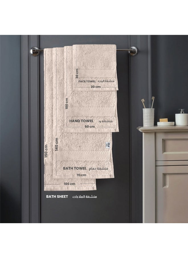 Towel Set 4Pc Light Brown Luxury Hotel Bedroom Super Soft Absorbent Durable Washable Quick Dry Cotton Family Bath Towels - 1 Bath Towel 70X140Cm 1 Hand Towel 50X100Cm 2 Face Towel 30X30Cm