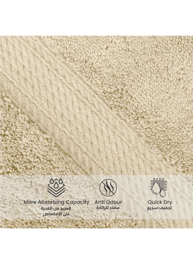 Towel Set 4 Peice Cream Luxury Hotel Bedroom Super Soft Absorbent Durable Washable Quick Dry Cotton Family Bath Towels - 1 Bath Towel 70X140Cm 1 Hand Towel 50X100Cm & 2 Face Towel 30X30Cm