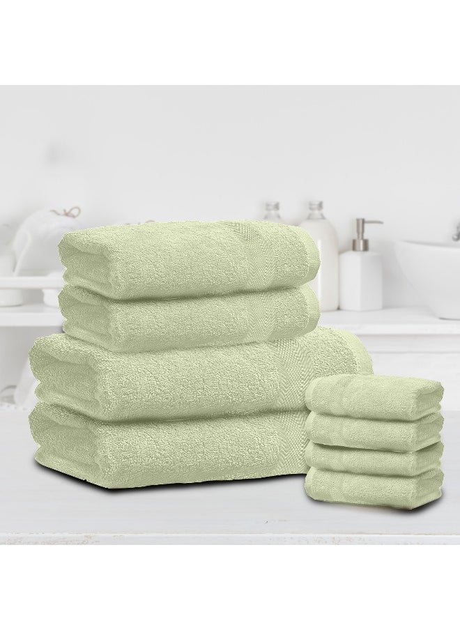 Towel Set 8 Peice Mint Luxury Hotel Bedroom Super Soft Absorbent Durable Washable Quick Dry Cotton Family Bath Towels - 2 Bath Towel 70X140Cm 2 Hand Towel 50X100Cm & 4 Face Towel 30X30Cm