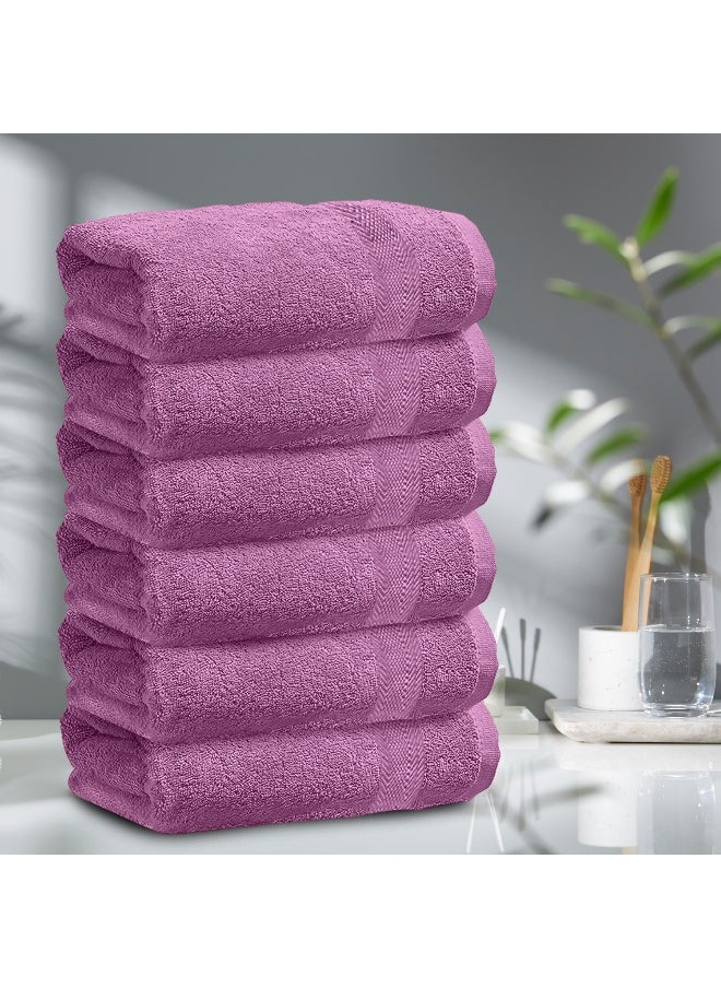 Bath Towel Set Of 6 Lavender Cotton Towel 70X140Cm , 47X55 Inch Luxury Hotel Towel Set Absorbent Durable Lightweight Washable Quick Dry Spa Quality Beach Family Bath Towel.