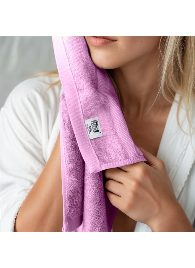 Bath Towel Set Of 6 Lavender Cotton Towel 70X140Cm , 47X55 Inch Luxury Hotel Towel Set Absorbent Durable Lightweight Washable Quick Dry Spa Quality Beach Family Bath Towel.