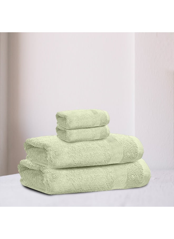 Towel Set 4 Peice Mint Luxury Hotel Bedroom Super Soft Absorbent Durable Washable Quick Dry Cotton Family Bath Towels - 1 Bath Towel 70X140Cm 1 Hand Towel 50X100Cm & 2 Face Towel 30X30Cm