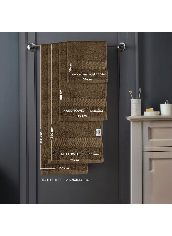 Bath Towel Set Of 4 Wood Brown Cotton Towel 70X140Cm , 47X55 Inch Luxury Hotel Towel Set Absorbent Durable Lightweight Washable Quick Dry Spa Quality Beach Pool Family Bath Towel.