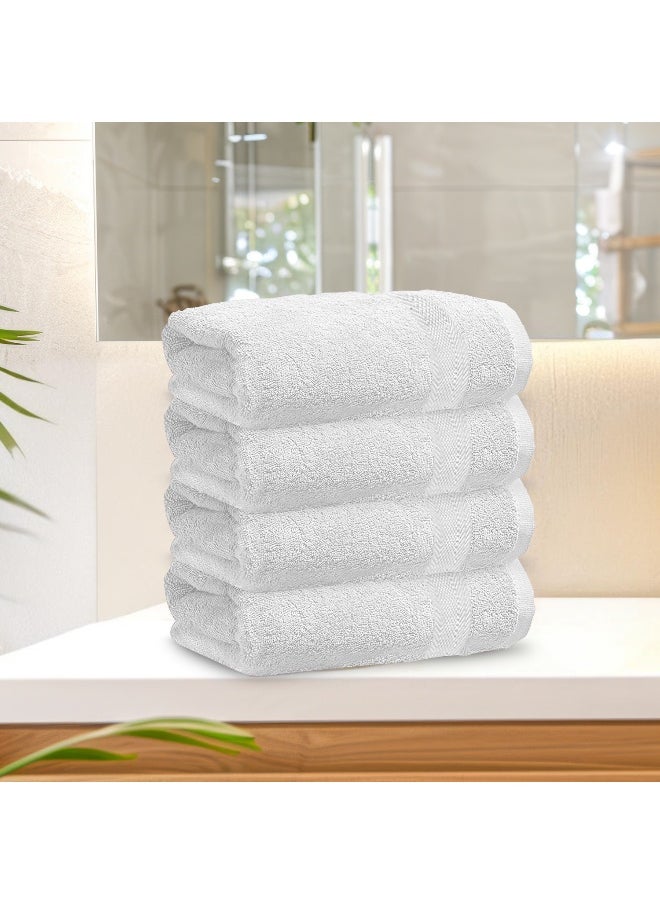 Hand Towel Set Of 4 White Cotton Hand Towel 50X100Cm , 20X39 Inch Soft Lightweight Quick Drying Salon Towel For Styling Spa Household Bedroom Gym With Maximum Absorbency