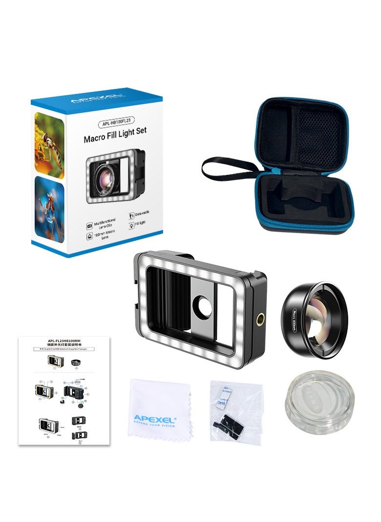 New Upgraded 4k HD 100mm macro lens With LED Fill Light Universal Clamp Micro Lenses for Samsung all smartphones