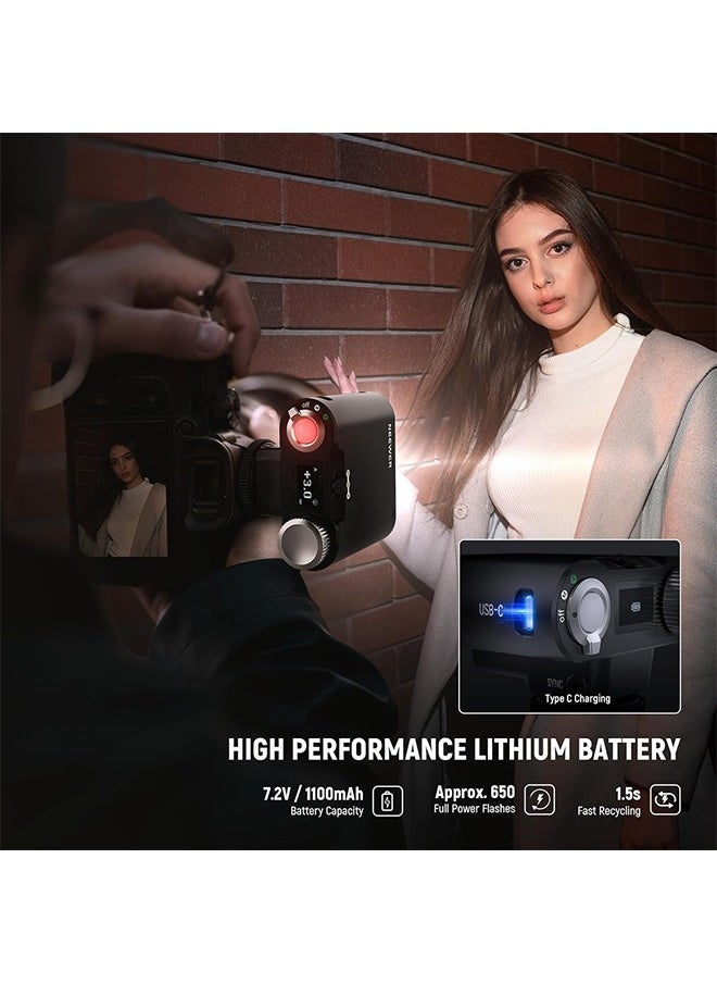 NEEWER Z160 Camera Flash, 22Ws GN14 6000±200K CCT Speedlite, A/M Mode 1/1-1/128 Power, 7.2V/1100mAh Battery, 650 Full Power Light, 1.5s Recycling, Compatible with Canon Nikon Sony Fuji Olympus Cameras