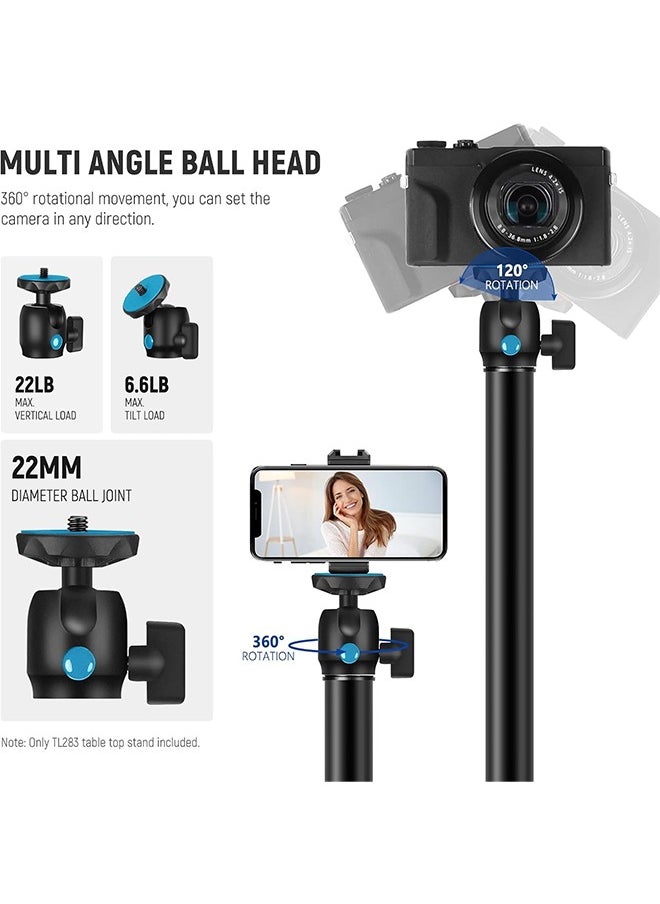 NEEWER GM36 Low Profile Camera Tripod Ball Head, 36mm Metal Panorama Ball Head Compatible with Arca 1/4” Quick Release Plate for Tripod Monopod Slider DSLR, TL283 Camera Desk Mount Included