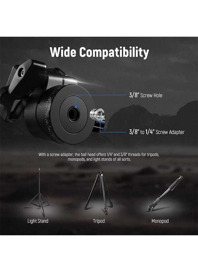 NEEWER GM36 Low Profile Camera Tripod Ball Head, 36mm Metal Panorama Ball Head Compatible with Arca 1/4” Quick Release Plate for Tripod Monopod Slider DSLR, TL283 Camera Desk Mount Included