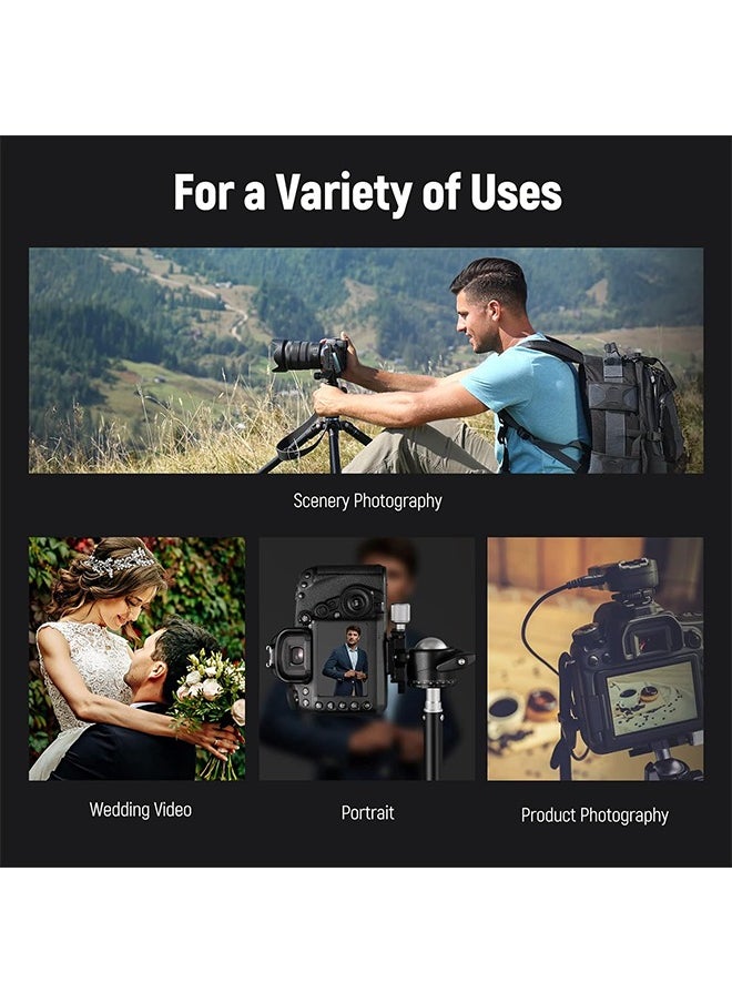NEEWER GM36 Low Profile Camera Tripod Ball Head, 36mm Metal Panorama Ball Head Compatible with Arca 1/4” Quick Release Plate for Tripod Monopod Slider DSLR, TL283 Camera Desk Mount Included