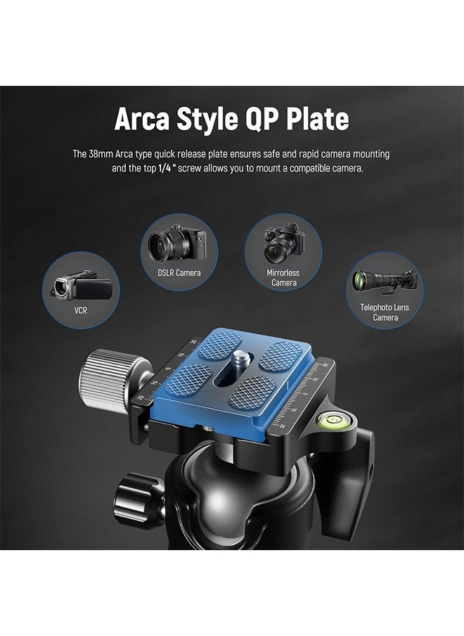 NEEWER GM36 Low Profile Camera Tripod Ball Head, 36mm Metal Panorama Ball Head Compatible with Arca 1/4” Quick Release Plate for Tripod Monopod Slider DSLR, TL283 Camera Desk Mount Included