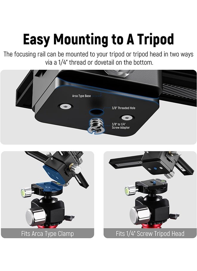 NEEWER 4-Way Macro Focusing Rail Slider with Quick Release Plate, 1/4”-20 Thread for Macro Photography and Close-Up Shooting, Compatible with Canon Nikon Fujifilm Sony DSLR Mirrorless Camera