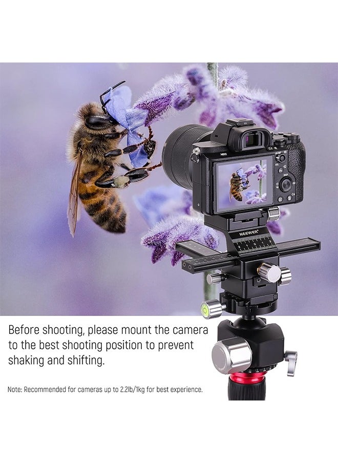 NEEWER 4-Way Macro Focusing Rail Slider with Quick Release Plate, 1/4”-20 Thread for Macro Photography and Close-Up Shooting, Compatible with Canon Nikon Fujifilm Sony DSLR Mirrorless Camera
