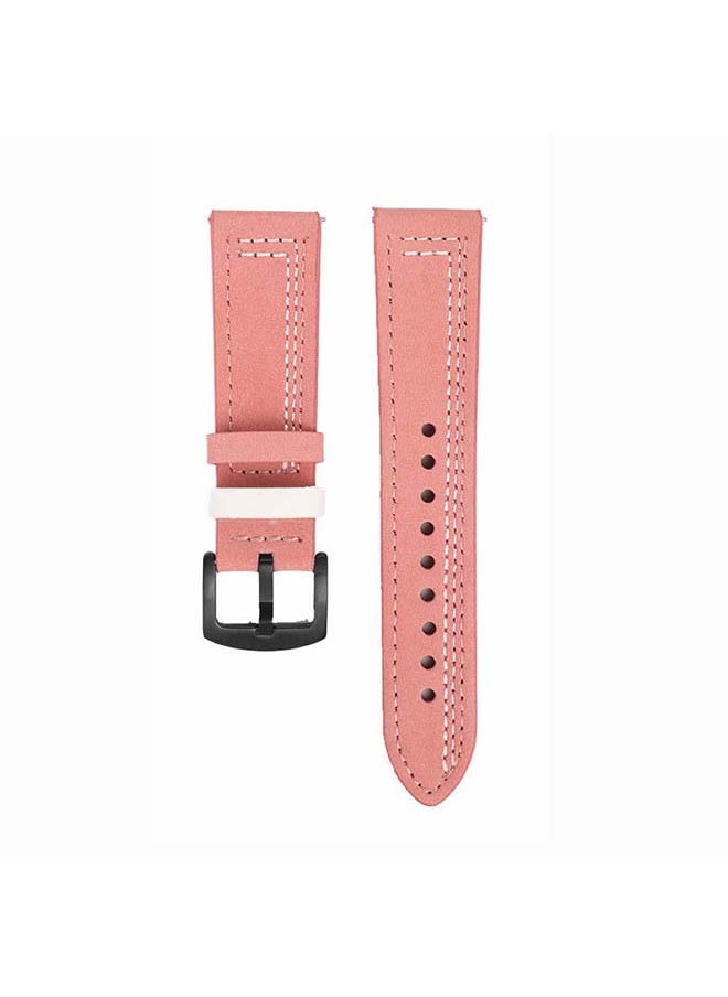 Stitch Lines Genuine Leather Replacement Band For Samsung Galaxy Watch3 41mm Pink